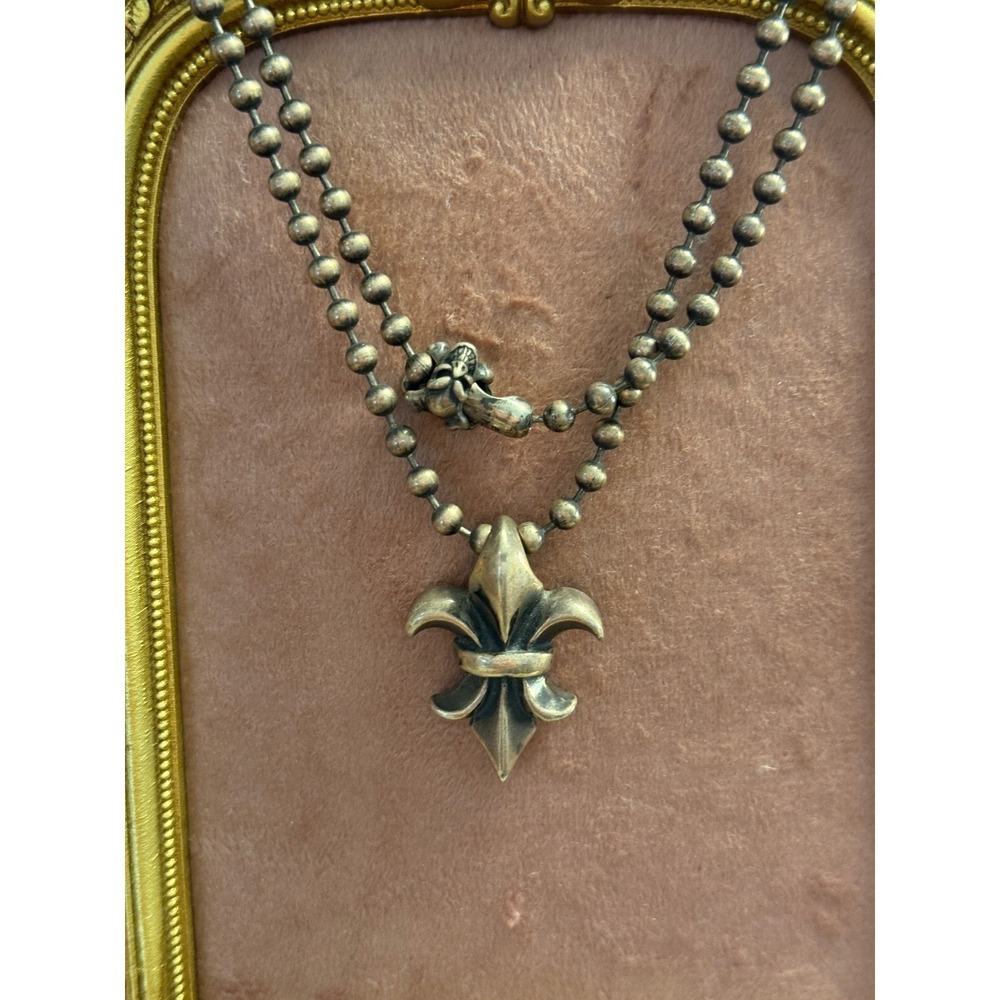 Bill Wahl Fleur de Lis Pendant Necklace 21 in Silver Ball Chain BWL Basket Clasp